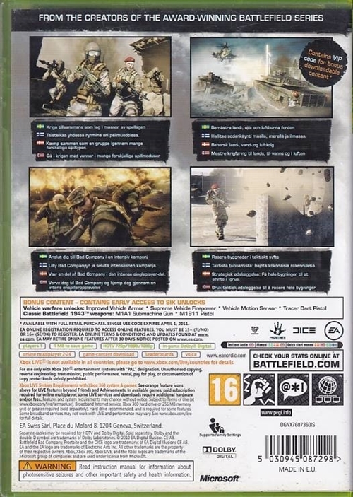 Battlefield Bad Company 2 - XBOX Live - XBOX 360 (B Grade) (Genbrug)